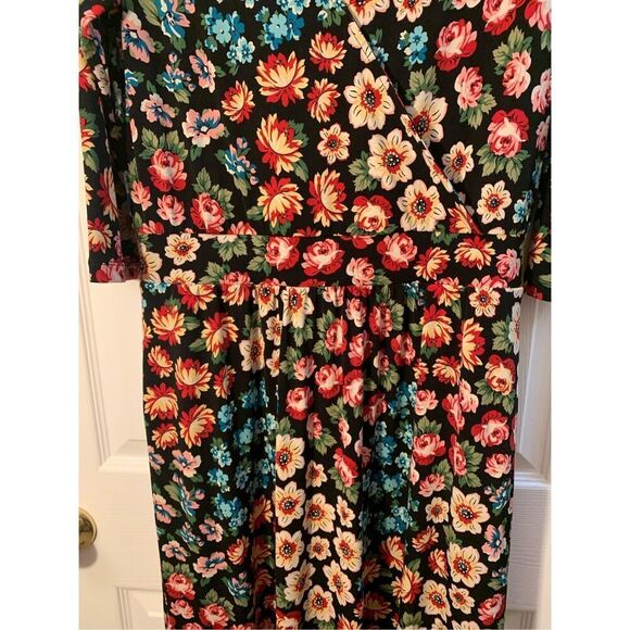 CURATIONS MAXI DRESS BOHO WRAP FRONT V NECK 3/4 SLEEVES BANDED WAIST SZ MED - Picture 5 of 14